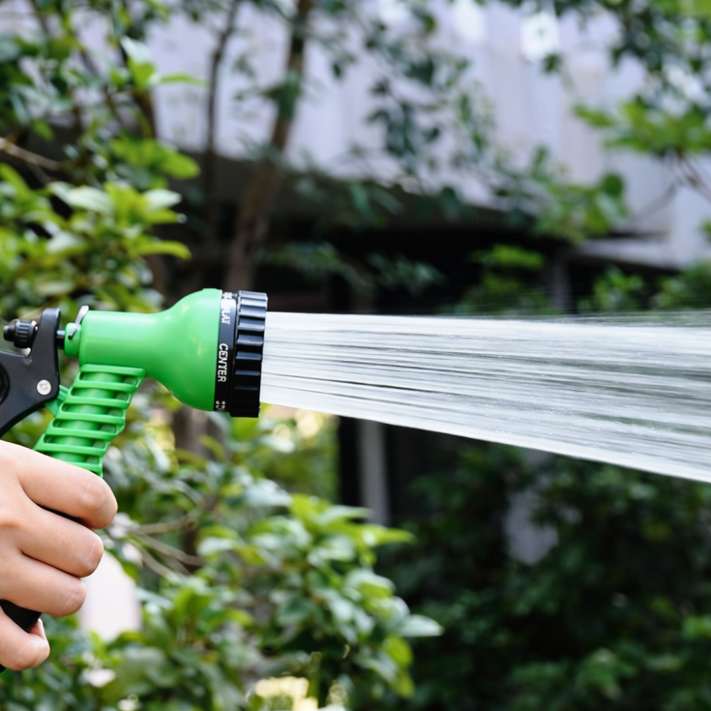 AQUAJET | Utdragbar högtrycksträdgårdsslang med 8 munstycken – Flexibel, upprullbar och knäckfri
