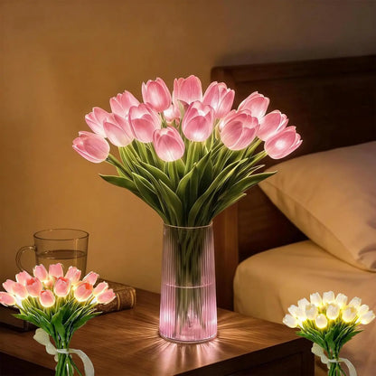 Romantisk LED-tulpanlampa – Batteridrivna LED-tulpaner som kombinerar blomdekoration med mjuk stämningsbelysning
