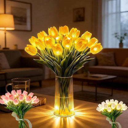 Romantisk LED-tulpanlampa – Batteridrivna LED-tulpaner som kombinerar blomdekoration med mjuk stämningsbelysning