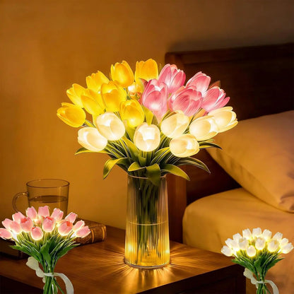 Romantisk LED-tulpanlampa – Batteridrivna LED-tulpaner som kombinerar blomdekoration med mjuk stämningsbelysning