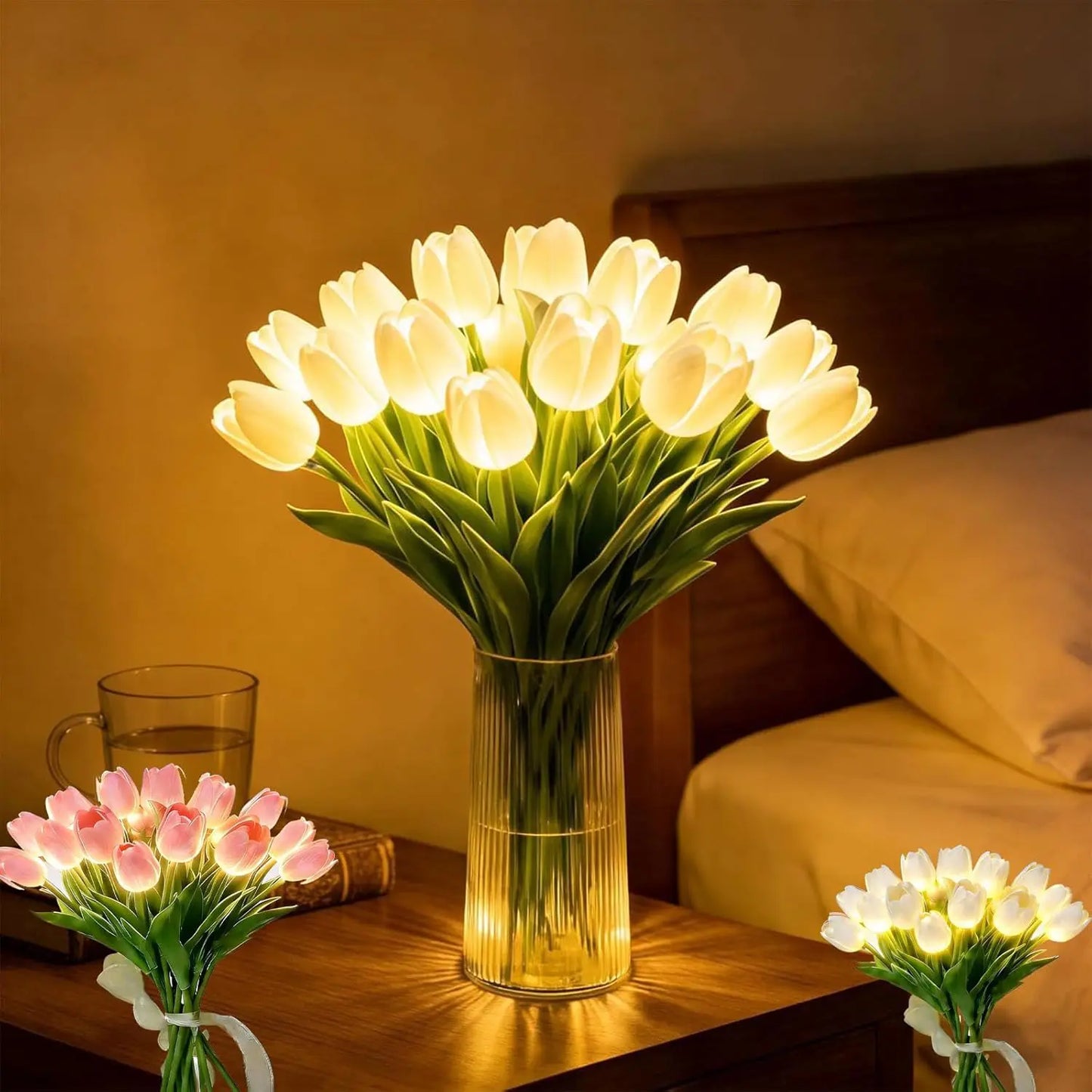 Romantisk LED-tulpanlampa – Batteridrivna LED-tulpaner som kombinerar blomdekoration med mjuk stämningsbelysning