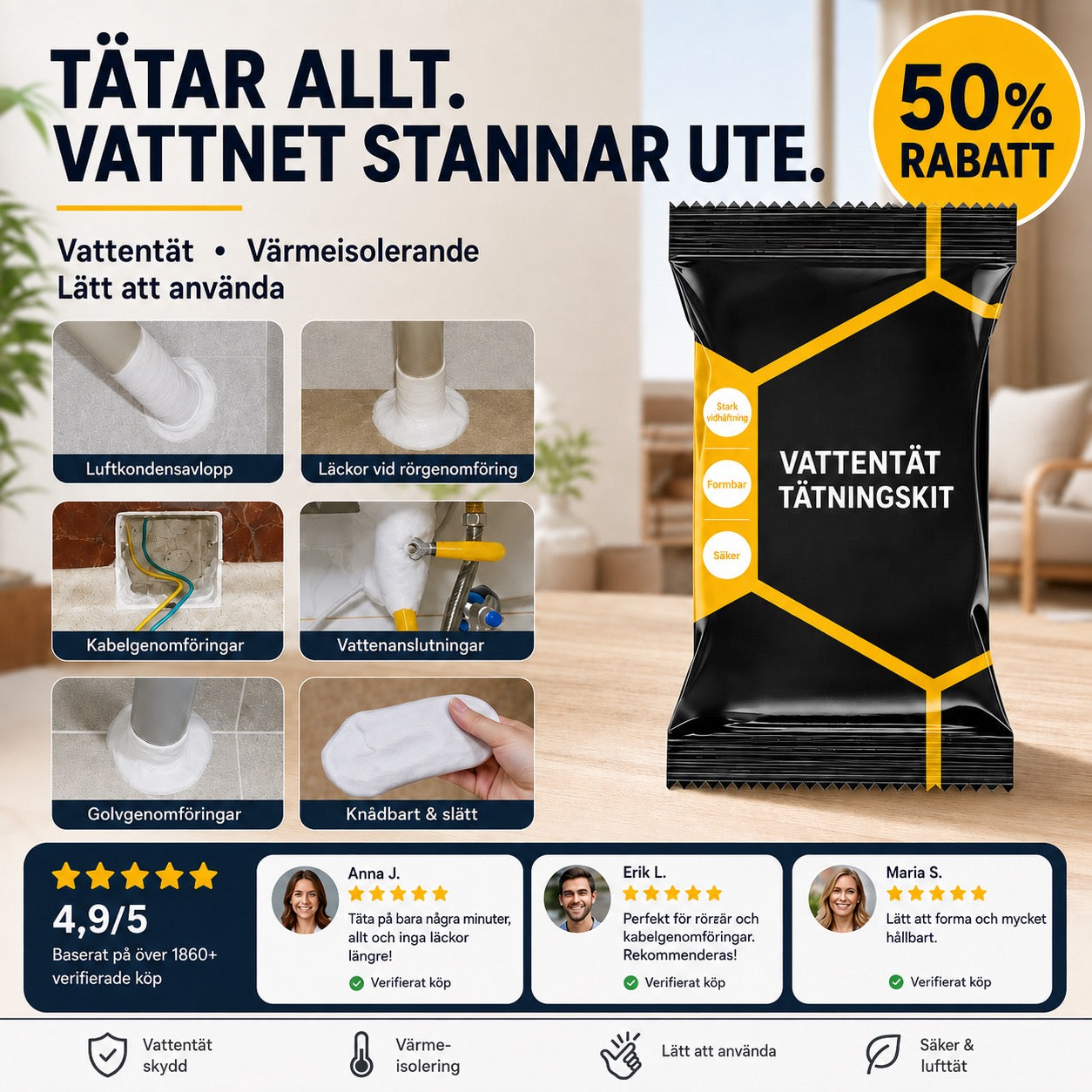 Vattentät tätningsmassa – Flexibel, väderbeständig och enkel att applicera
