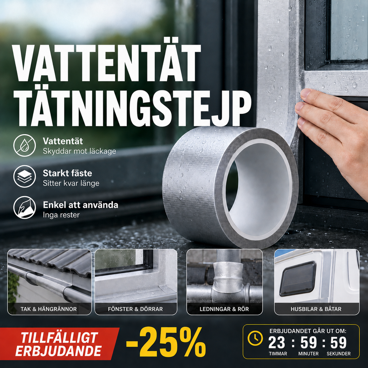Universell tätningstejp – Vattentät och hållbar