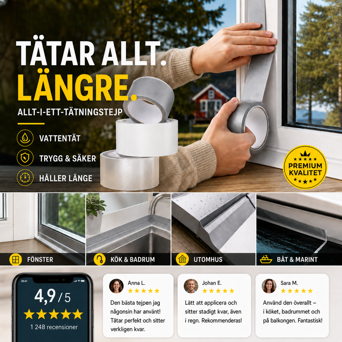 Universell tätningstejp – Vattentät och hållbar