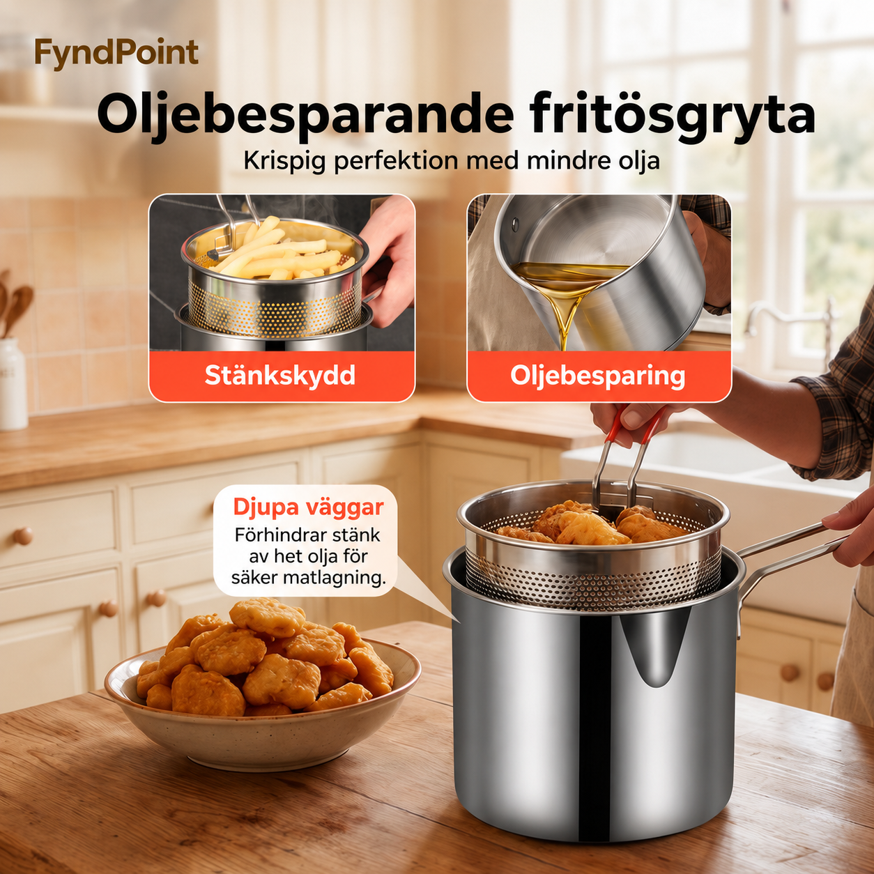 Multifunktionell fritös – Fritera, steka, koka och sjuda i en och samma kastrull