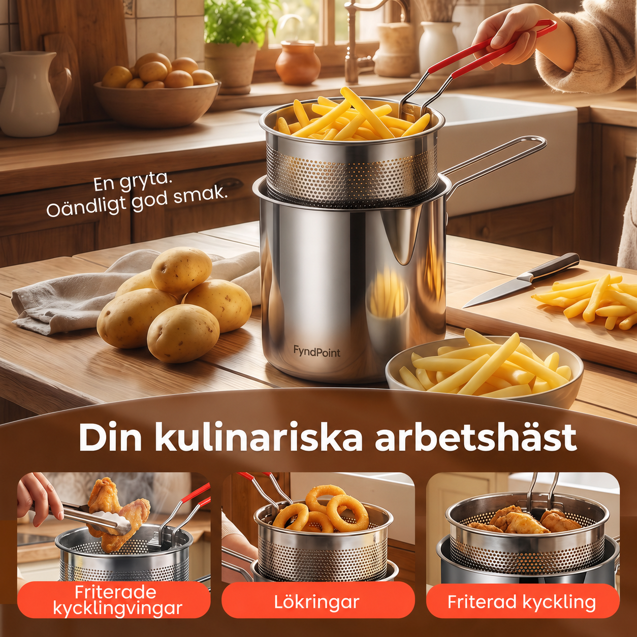 Multifunktionell fritös – Fritera, steka, koka och sjuda i en och samma kastrull