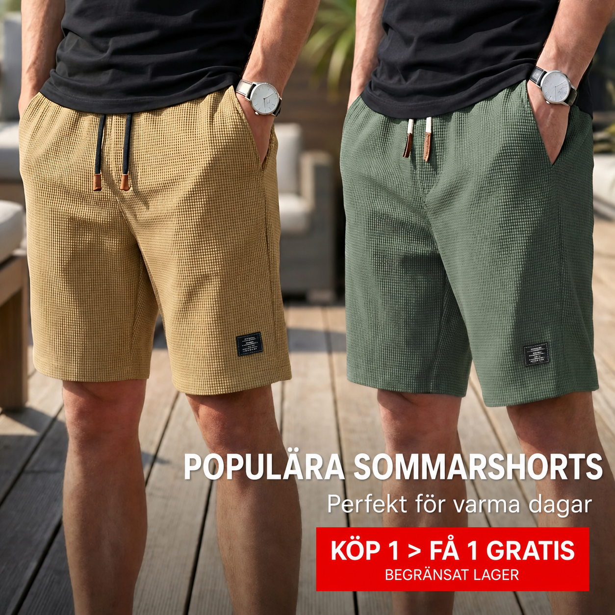 Herrshorts | Bekväma sommarshorts med elastisk midja