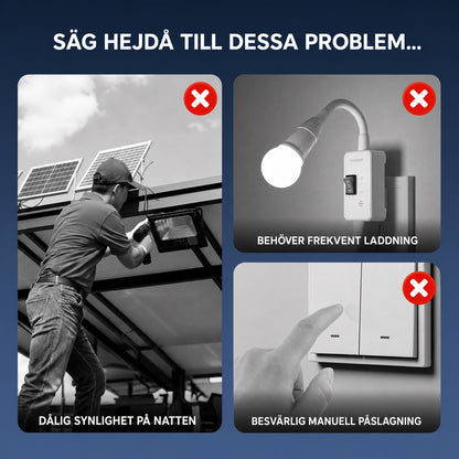 Solcellsdriven utomhuslampa med rörelsesensor och klämfäste