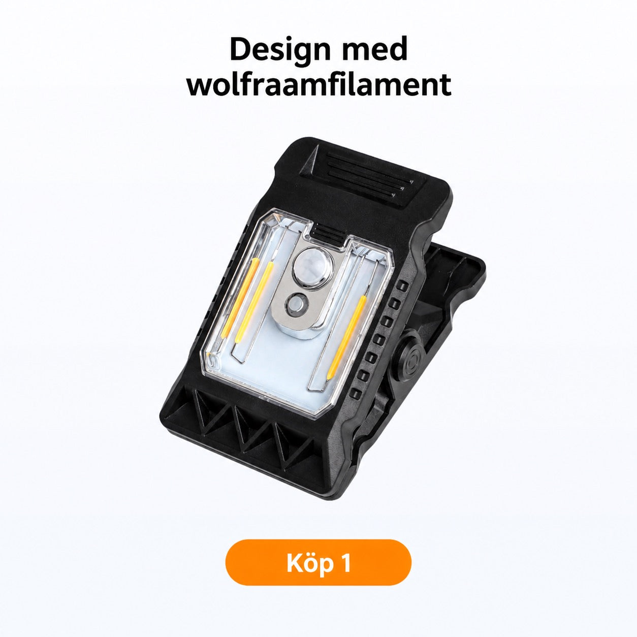 Solcellsdriven utomhuslampa med rörelsesensor och klämfäste