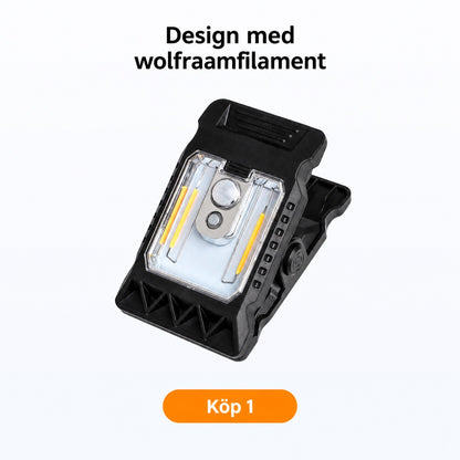 Solcellsdriven utomhuslampa med rörelsesensor och klämfäste