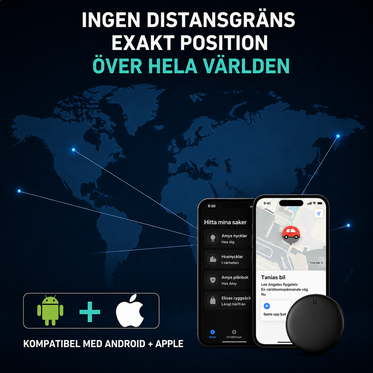 GP90 - Exakt GPS-Tracker utan Abonnemang (Android/Apple)