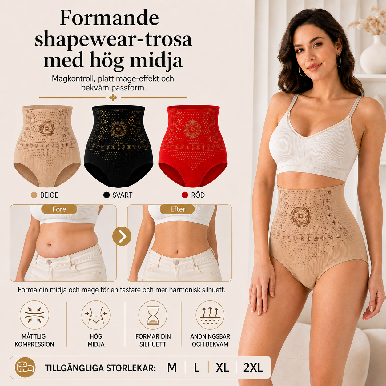 Formande Shorts med Hög Midja