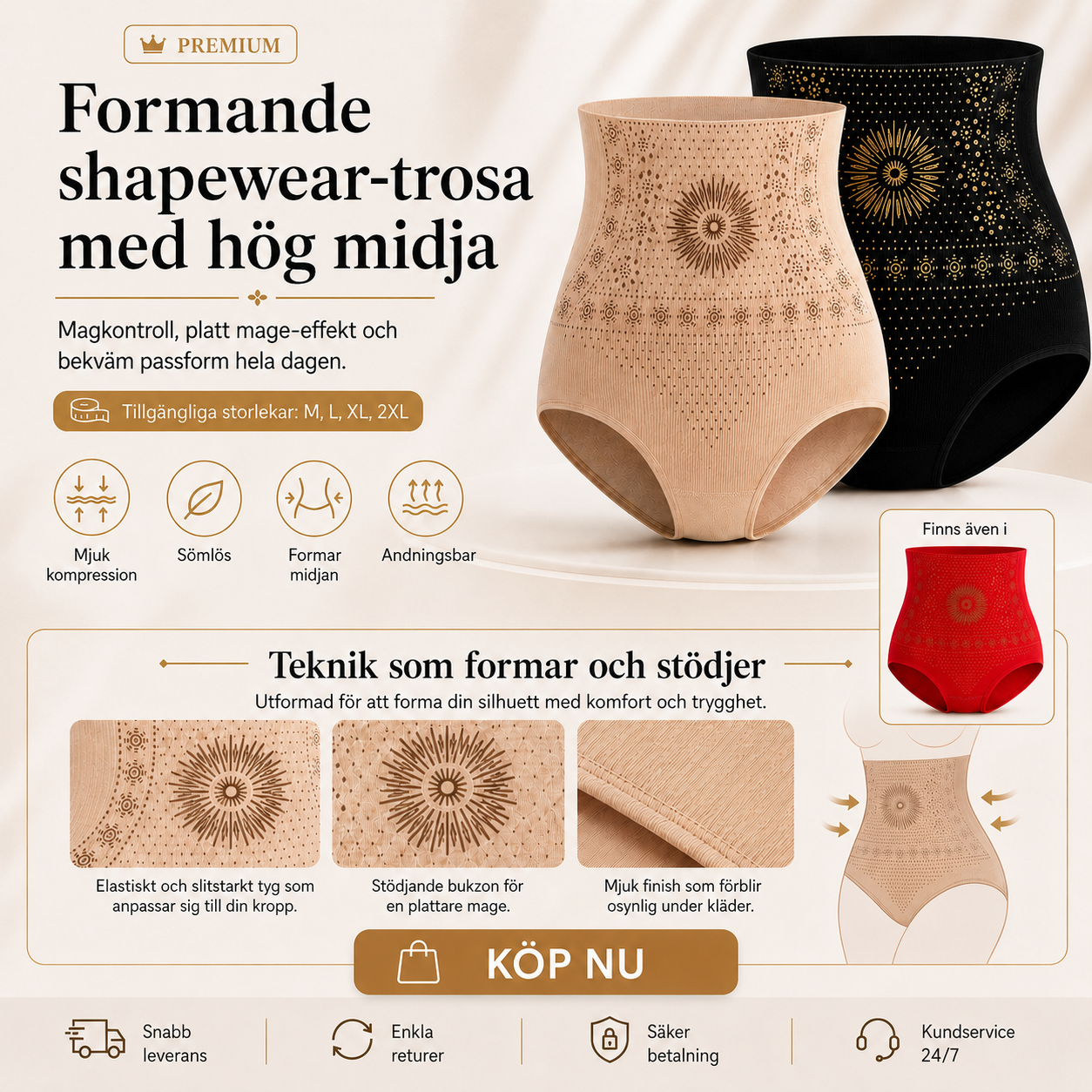 Formande Shorts med Hög Midja