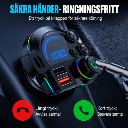 Universell FM Bluetooth-sändare - Trådlös musikstreaming och handsfreesamtal