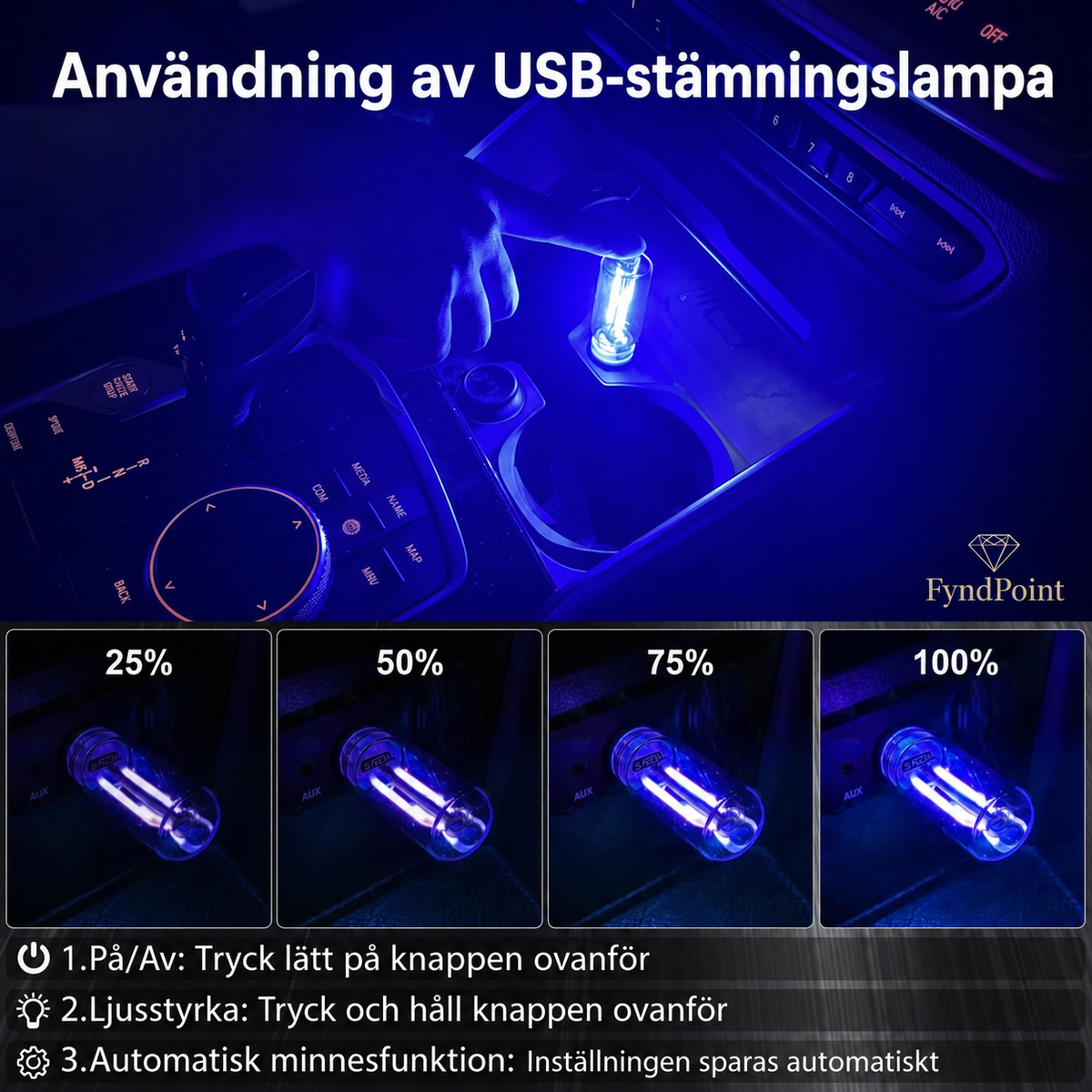 USB-nattlampa för bilen