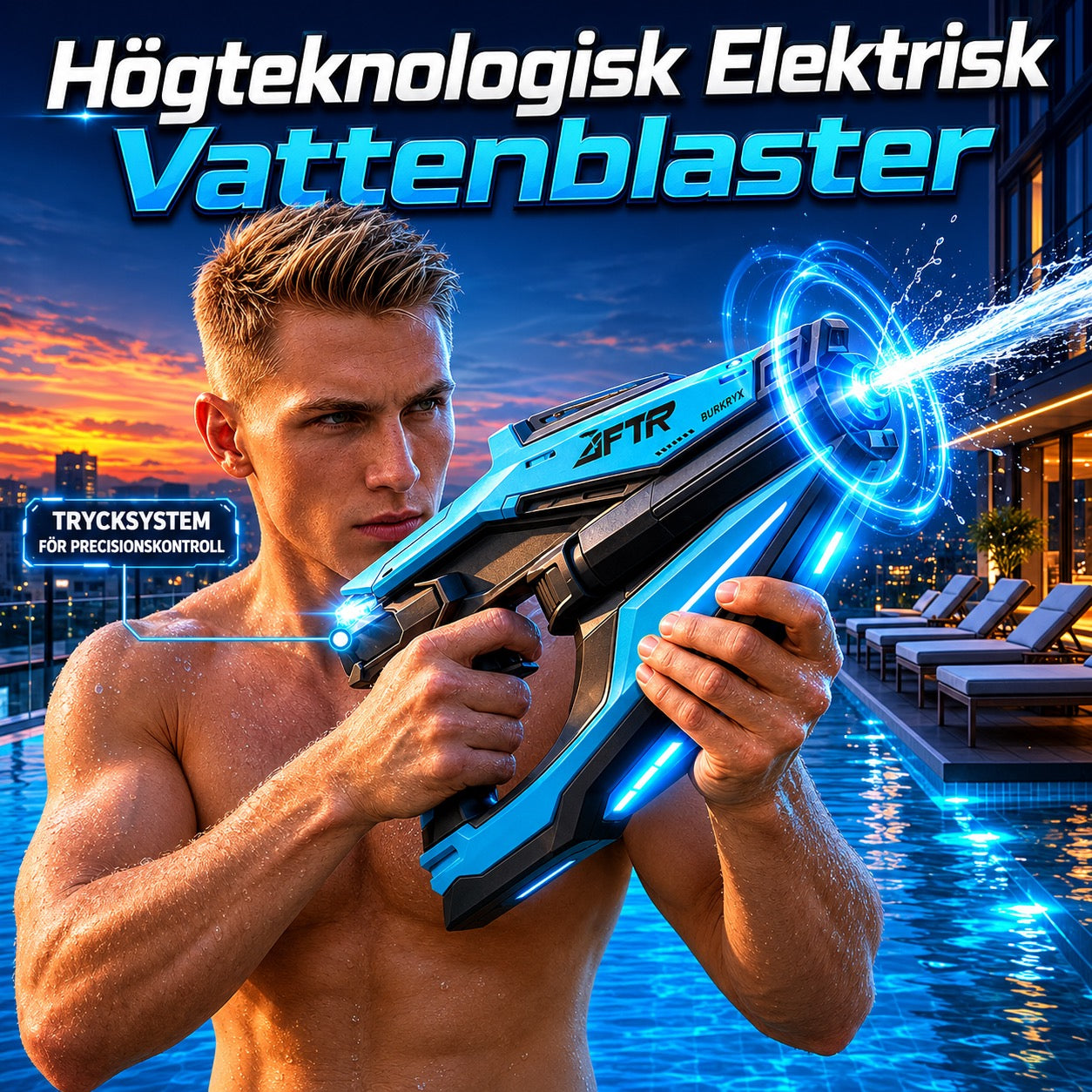 Elektrisk vattenpistol med LED- och dimeffekter