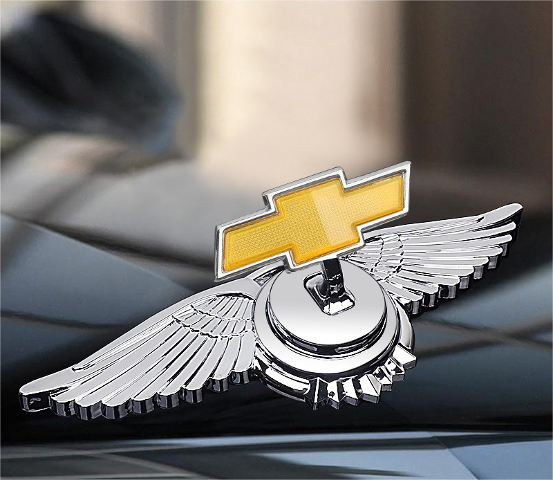 Motorhuvsemblem med billogo