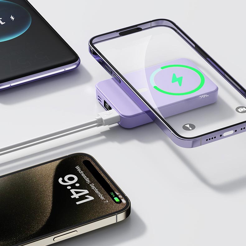 Magnetisk Trådlös Powerbank med Ställ