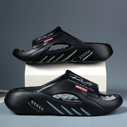 Herrsandaler med platåsula och tjock dämpning